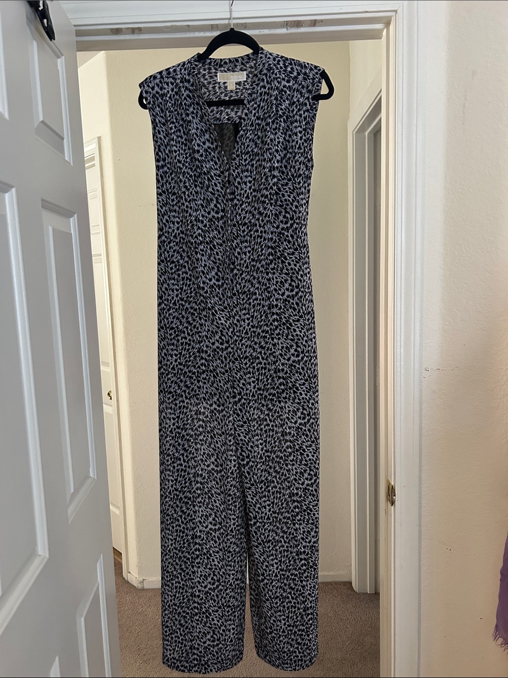 Michael Kors Black & White Animal Print Printed Sleeveless Jumpsuit EUC